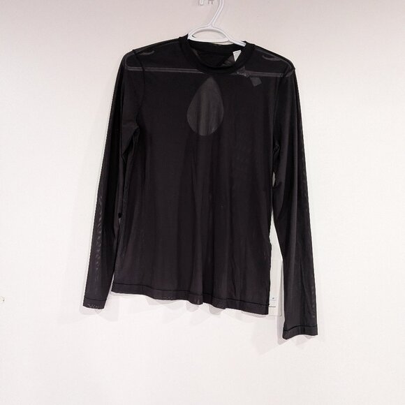 BNWT lululemon Keyhole Mesh Long Sleeve Top Black Size 6 - Picture 2 of 5